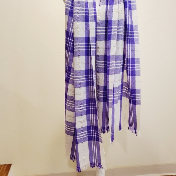 J. CREW women's purple wool large plaid   Scarf - Picture 6 of 10